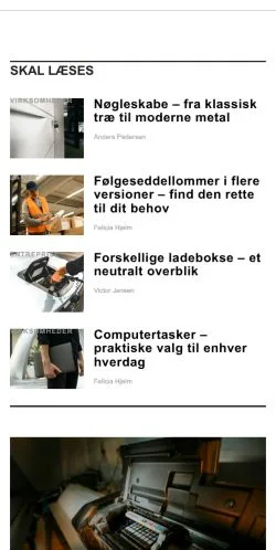 Anteprima del sito virksomheds.dk, media di Danimarca per articoli sponsorizzati