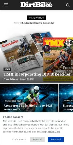 Anteprima del sito Dirtbike Rider, media di Stati Uniti per articoli sponsorizzati