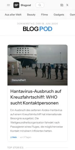 Voorbeeld van de site Blogpod, medium uit Duitsland voor gesponsorde artikelen