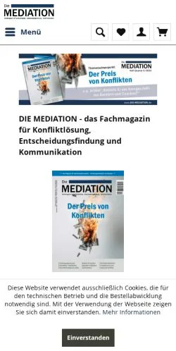 Förhandsvisning av webbplatsen Die Mediation, medium i Tyskland för sponsrade artiklar