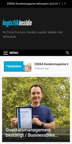 Aperçu du site Logistik Inside, média de Allemagne pour articles sponsorisés