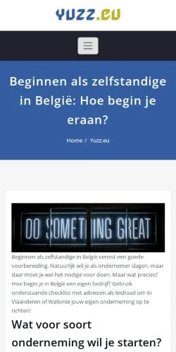 Podgląd witryny Yuzz Ondernemen, medium z kraju Belgia do artykułów sponsorowanych