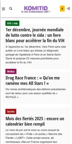 Anteprima del sito Komitid, media di Francia per articoli sponsorizzati