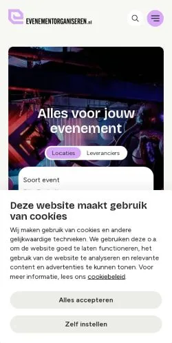Anteprima del sito Evenementorganiseren, media di Paesi Bassi per articoli sponsorizzati