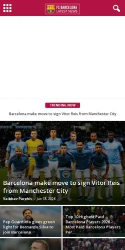 Anteprima del sito FC Barcelona Transfer News, media di Regno Unito per articoli sponsorizzati