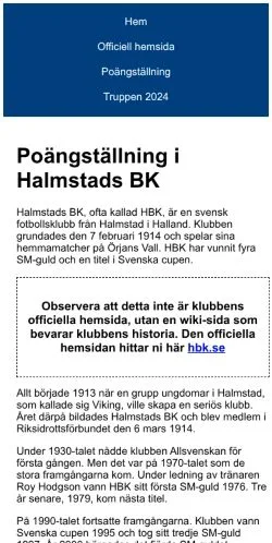Podgląd witryny Halmstads BK, medium z kraju Szwecja do artykułów sponsorowanych