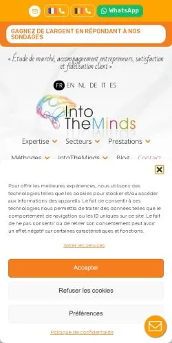 スポンサード記事向けのフランスメディア、IntoTheMindsのサイトプレビュー