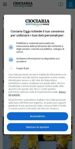 Anteprima del sito Ciociaria Oggi, media di Italia per articoli sponsorizzati