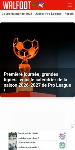 Anteprima del sito Walfoot, media di Belgio per articoli sponsorizzati