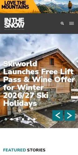Vista previa del sitio InTheSnow, medio de Reino Unido para artículos patrocinados