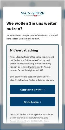 Vista previa del sitio Main-Spitze, medio de Alemania para artículos patrocinados