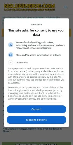 Anteprima del sito NRL Universe, media di Stati Uniti per articoli sponsorizzati