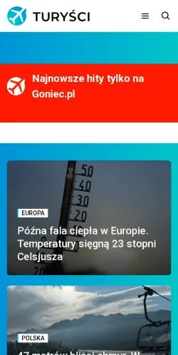 Anteprima del sito Turysci, media di Polonia per articoli sponsorizzati