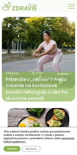 Podgląd witryny Tipy Pre Zdravie, medium z kraju Słowacja do artykułów sponsorowanych