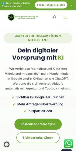 Anteprima del sito BIZ Digital Marketing, media di Germania per articoli sponsorizzati