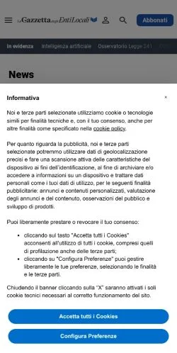 Anteprima del sito La Gazzetta Degli Enti Locali, media di Italia per articoli sponsorizzati