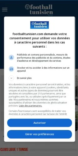 Anteprima del sito Football Tunisien, media di Francia per articoli sponsorizzati