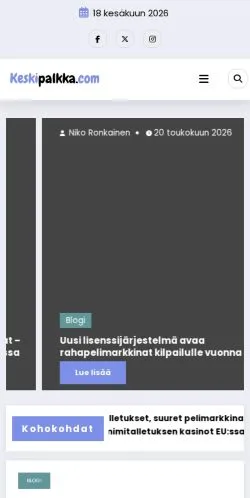Podgląd witryny KeskiPalkka.com -, medium z kraju Finlandia do artykułów sponsorowanych