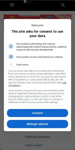 Anteprima del sito Super Portal, media di Croazia per articoli sponsorizzati