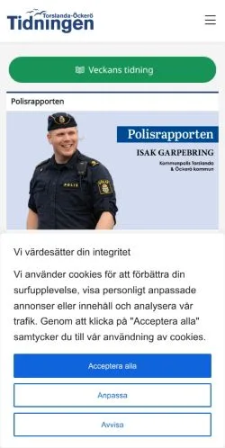 Anteprima del sito Torslanda-Öckerötidningen, media di Svezia per articoli sponsorizzati