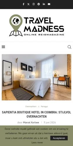 Anteprima del sito Travel Madness, media di Paesi Bassi per articoli sponsorizzati