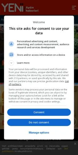 スポンサード記事向けのトルコメディア、YeniSöke Gazetesiのサイトプレビュー