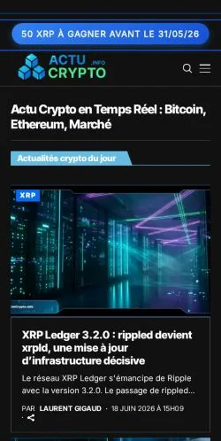 Förhandsvisning av webbplatsen ActuCrypto, medium i Frankrike för sponsrade artiklar
