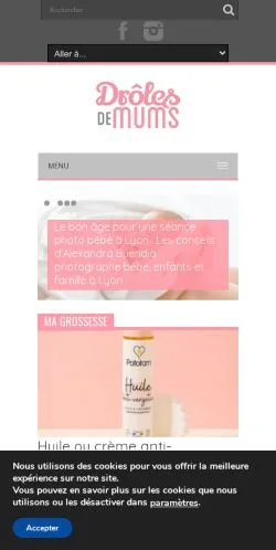 スポンサード記事向けのフランスメディア、Drôles De Mumsのサイトプレビュー