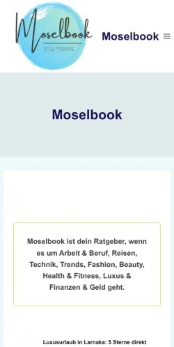 Förhandsvisning av webbplatsen Moselbook, medium i Tyskland för sponsrade artiklar