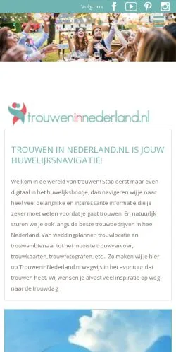 Anteprima del sito Trouwen In Nederland, media di Paesi Bassi per articoli sponsorizzati