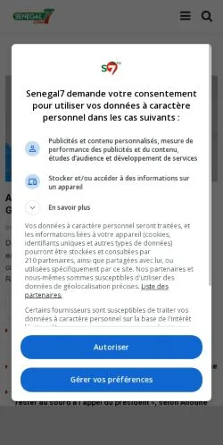 Vorschau der Website Senegal7, Medium aus Frankreich für gesponserte Artikel
