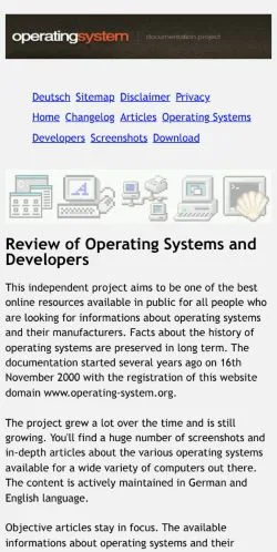 Förhandsvisning av webbplatsen Operating Systems History, medium i Tyskland för sponsrade artiklar