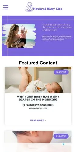Podgląd witryny Natural Baby Life, medium z kraju Stany Zjednoczone do artykułów sponsorowanych