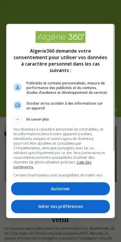 Anteprima del sito Algerie360, media di Francia per articoli sponsorizzati