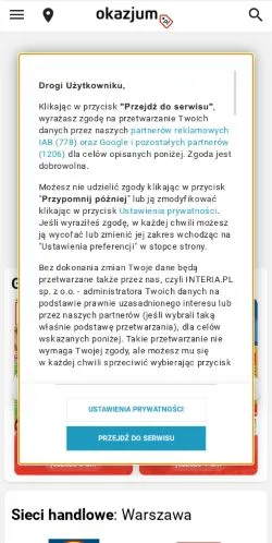Voorbeeld van de site Okazjum, medium uit Polen voor gesponsorde artikelen