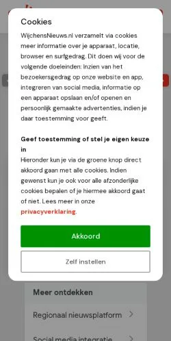 Anteprima del sito Wijchensnieuws, media di Paesi Bassi per articoli sponsorizzati