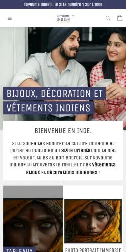 Vista previa del sitio Royaume Indien, medio de Francia para artículos patrocinados