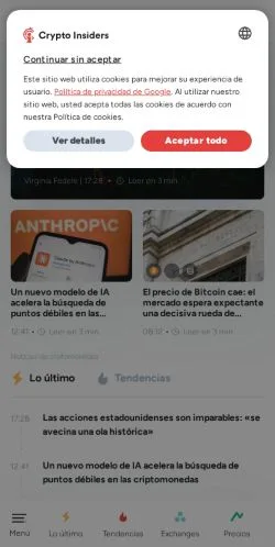 스폰서 기사용 스페인 매체 Crypto Insiders 사이트 미리보기