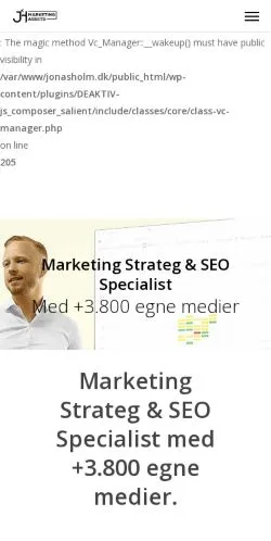 Preview of the Jonas Holm website, a media outlet in Denmark for sponsored articles