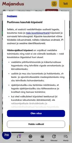 Anteprima del sito Majandus, media di Estonia per articoli sponsorizzati