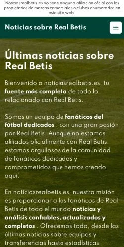Podgląd witryny Real Betis News, medium z kraju Hiszpania do artykułów sponsorowanych