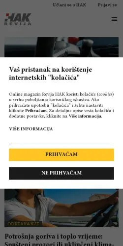 Anteprima del sito Revija HAK, media di Croazia per articoli sponsorizzati