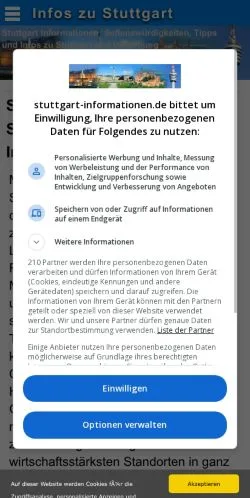 Anteprima del sito Stuttgart Informationen, media di Germania per articoli sponsorizzati