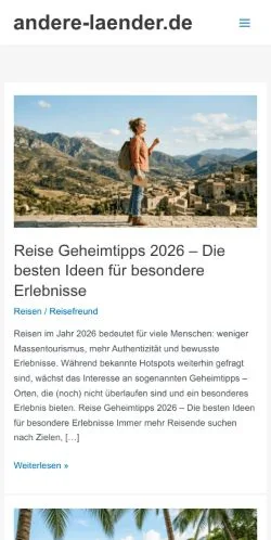Anteprima del sito Andere Länder, media di Germania per articoli sponsorizzati