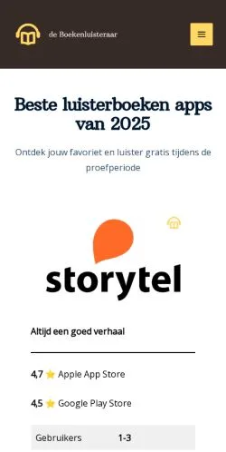 Anteprima del sito De Boekenluisteraar, media di Paesi Bassi per articoli sponsorizzati