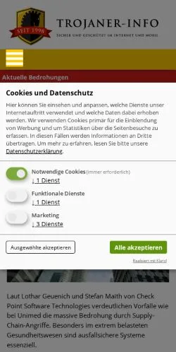 Anteprima del sito Trojaner Info, media di Germania per articoli sponsorizzati