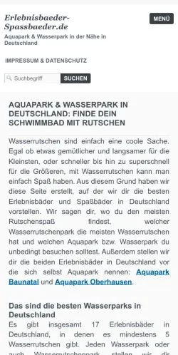 Podgląd witryny Aquapark Wasserpark, medium z kraju Niemcy do artykułów sponsorowanych