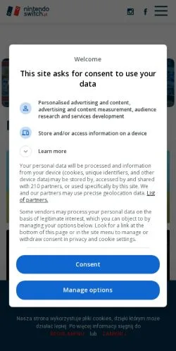 スポンサード記事向けのポーランドメディア、Nintendo Switch PLのサイトプレビュー