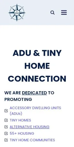 Sponsorlu makaleler için Amerika Birleşik Devletleri medyası ADU & Tiny Home Connection sitesinin önizlemesi