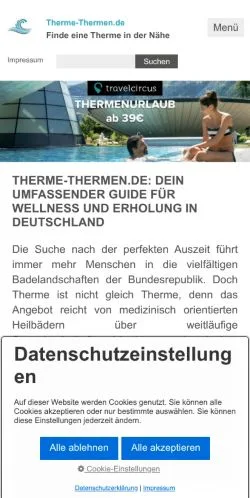 Anteprima del sito Thermen Verzeichnis, media di Germania per articoli sponsorizzati